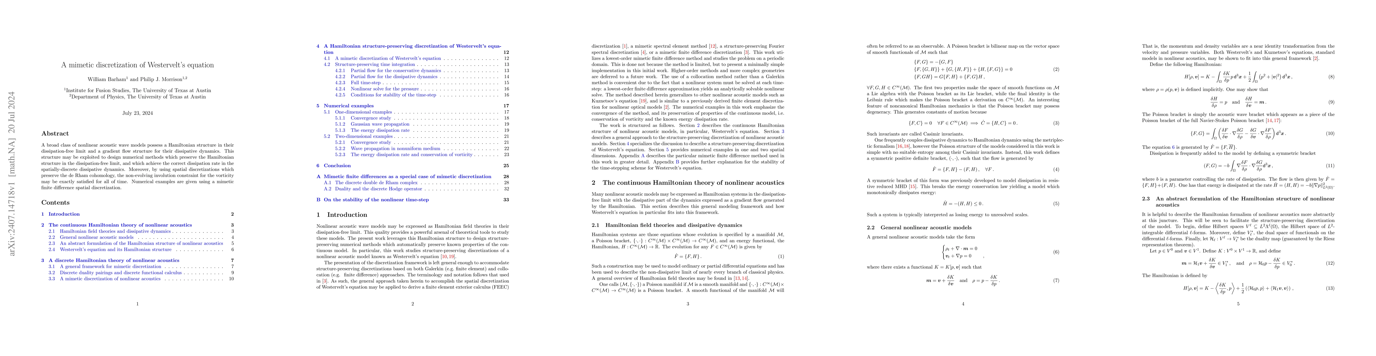 Thumbnail for A mimetic discretization of Westervelt's equation
