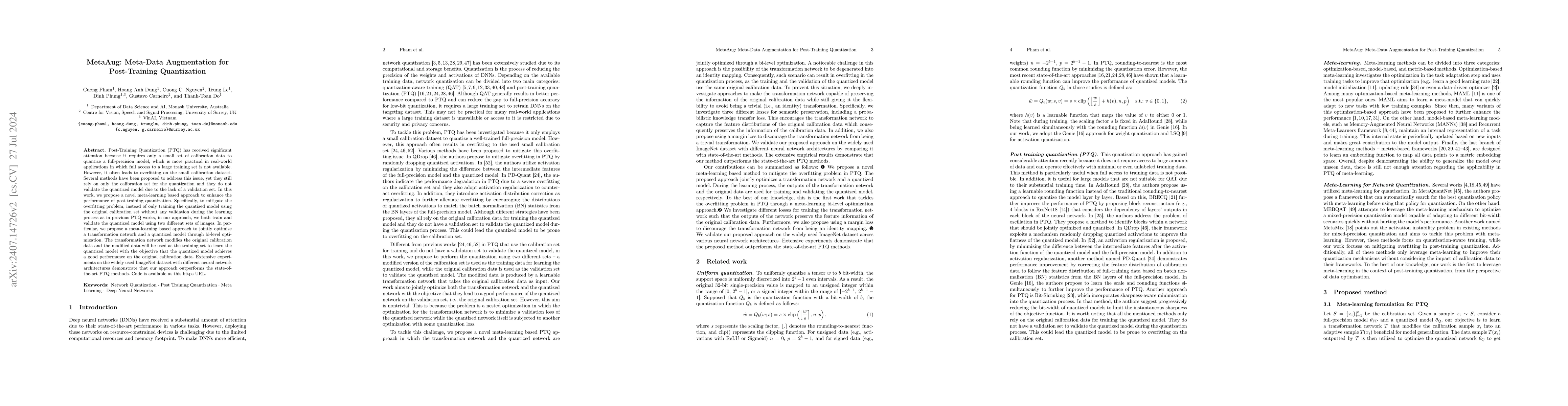 Thumbnail for MetaAug: Meta-Data Augmentation for Post-Training Quantization