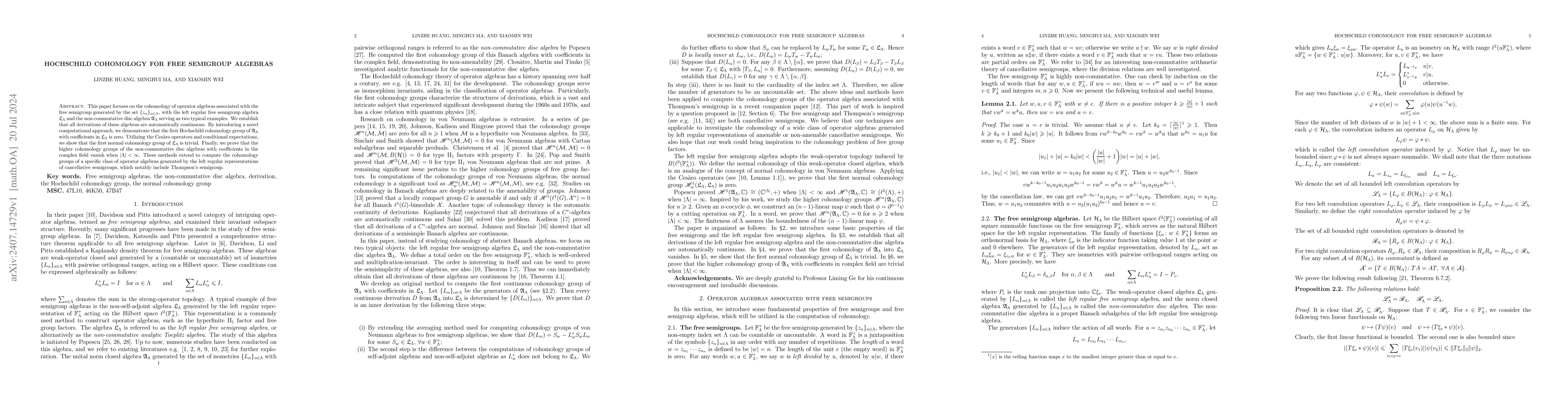 Thumbnail for Hochschild cohomology for free semigroup algebras