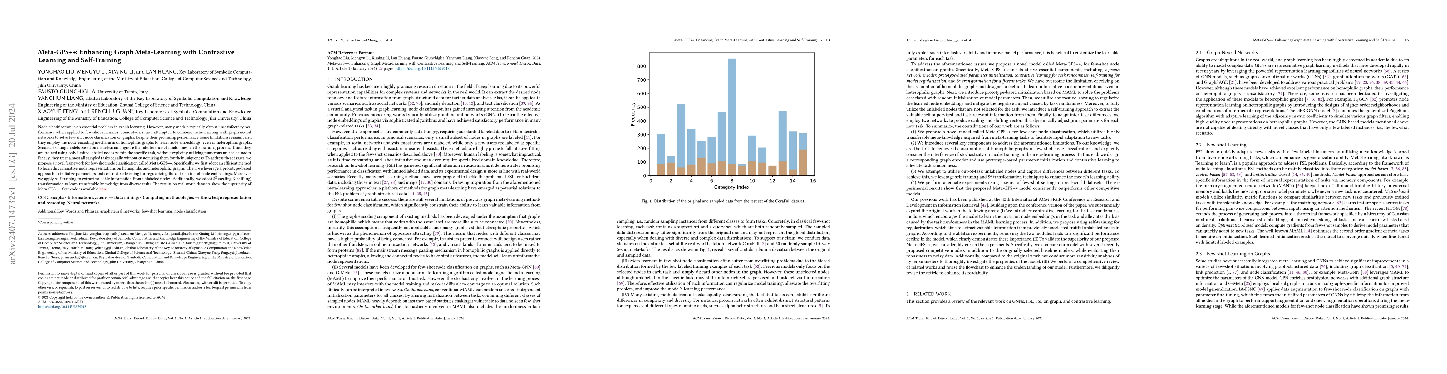 Thumbnail for Meta-GPS++: Enhancing Graph Meta-Learning with Contrastive Learning and
  Self-Training