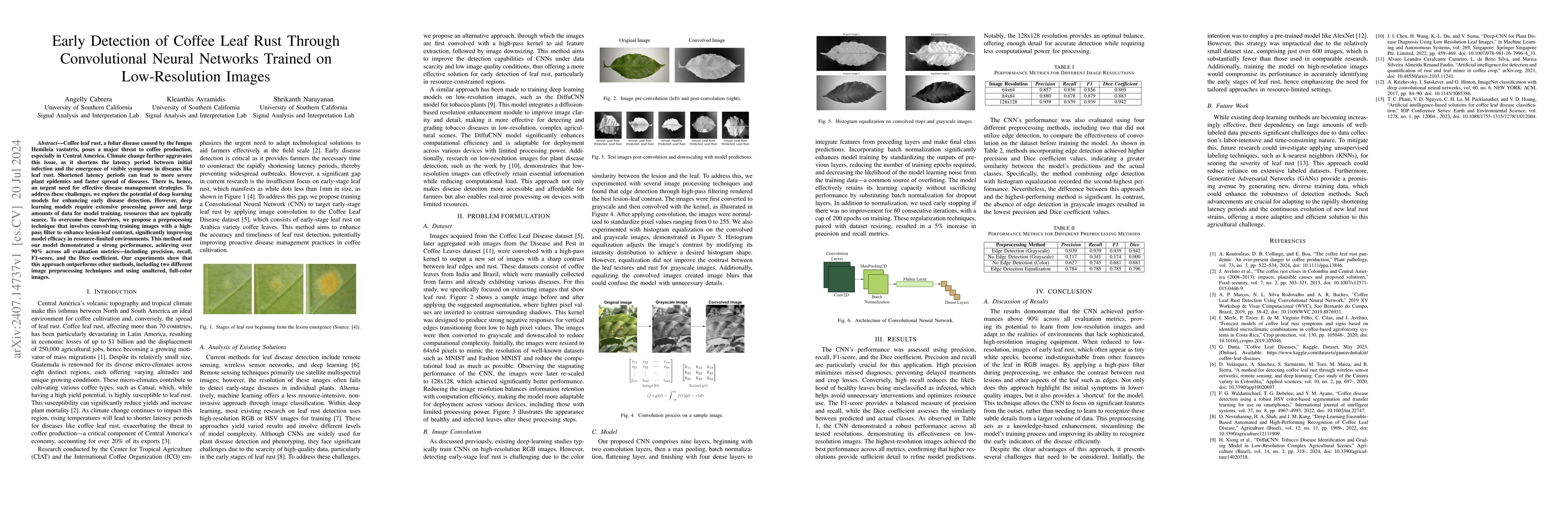 Thumbnail for Early Detection of Coffee Leaf Rust Through Convolutional Neural
  Networks Trained on Low-Resolution Images