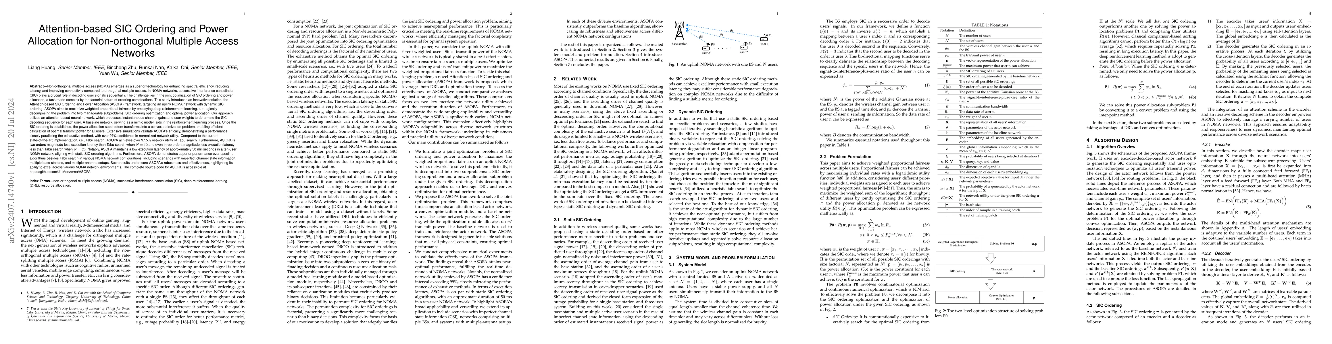 Thumbnail for Attention-based SIC Ordering and Power Allocation for Non-orthogonal
  Multiple Access Networks