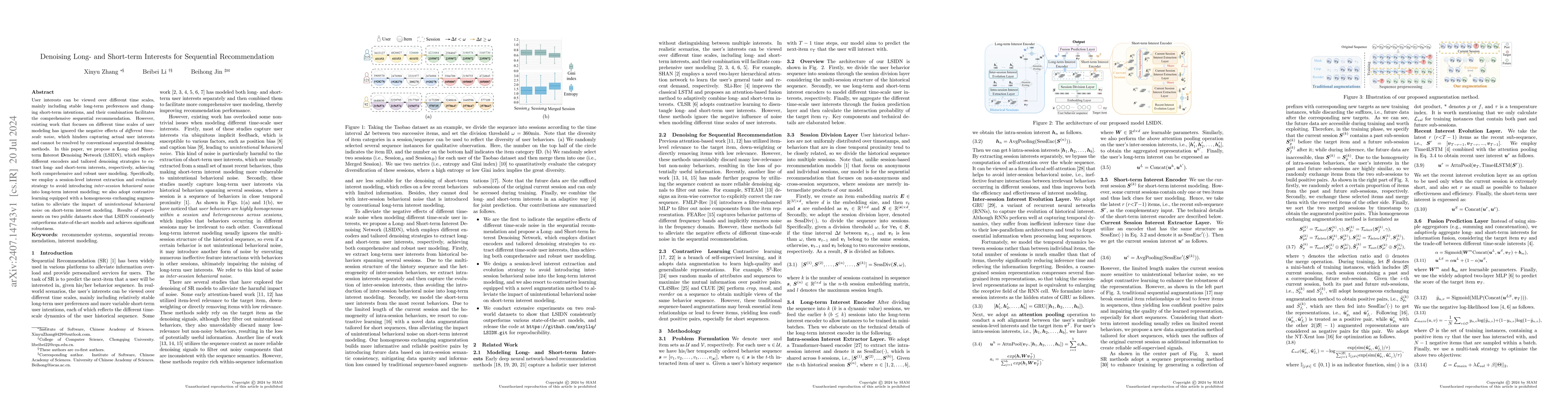 Thumbnail for Denoising Long- and Short-term Interests for Sequential Recommendation