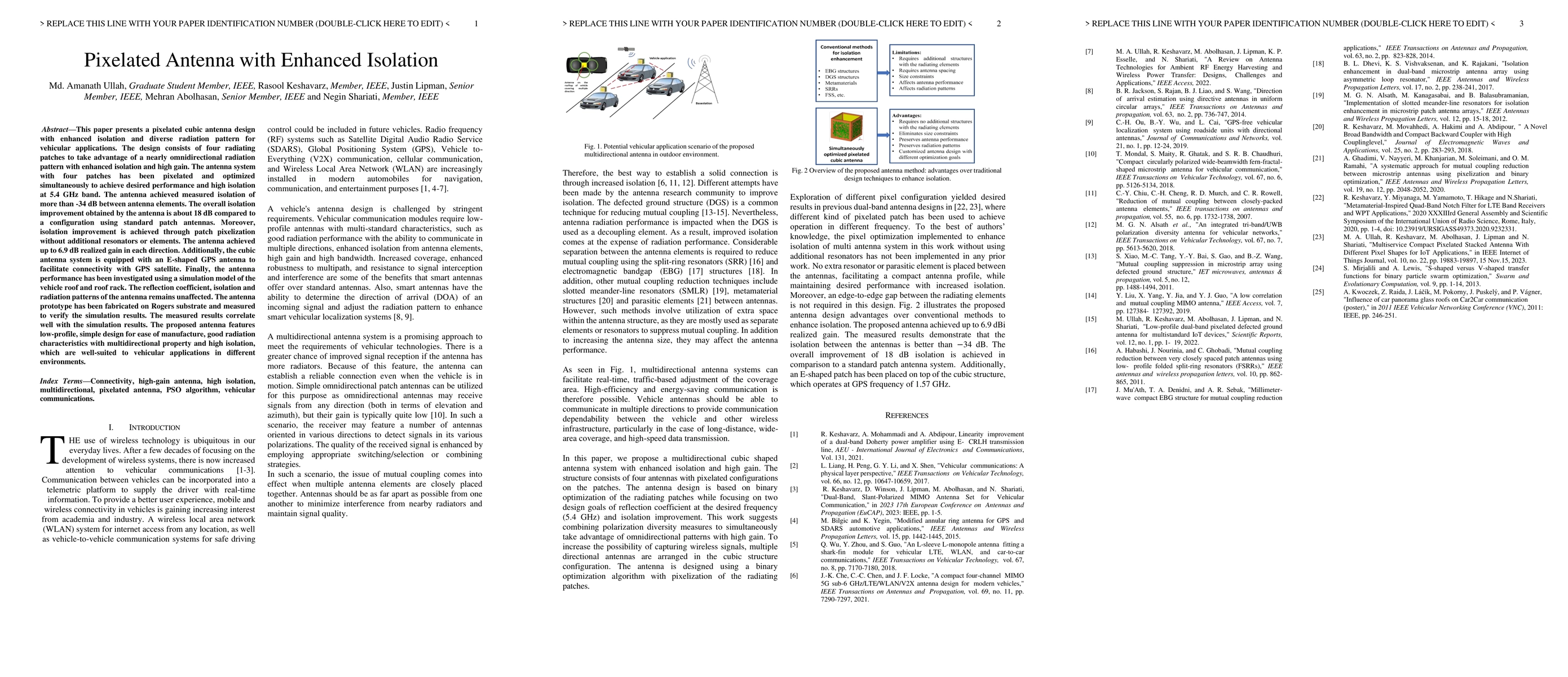 Thumbnail for Multidirectional Pixelated Cubic Antenna with Enhanced Isolation for
  Vehicular Applications