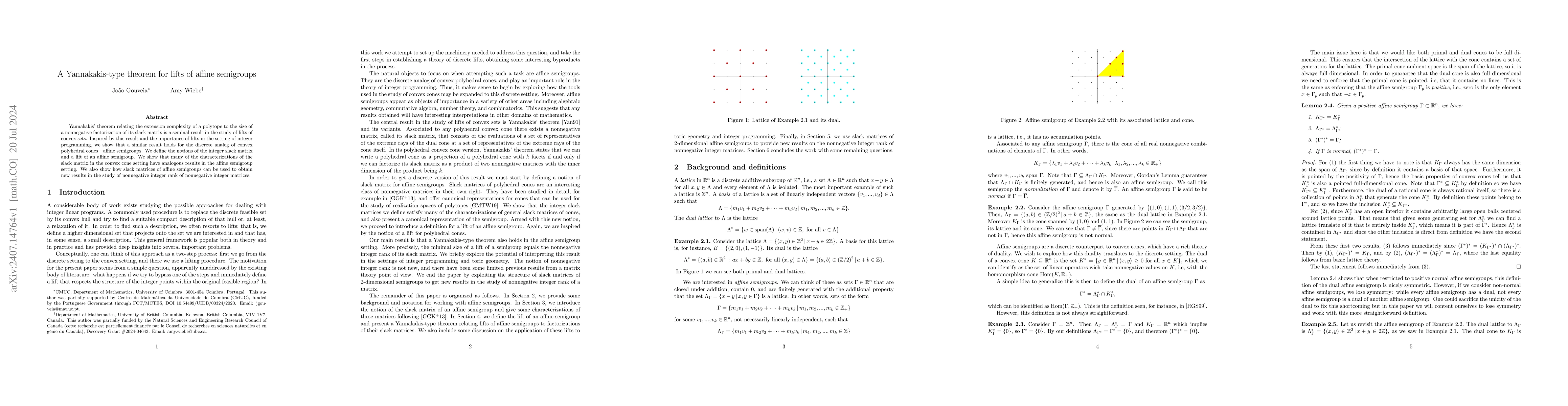 Thumbnail for A Yannakakis-type theorem for lifts of affine semigroups