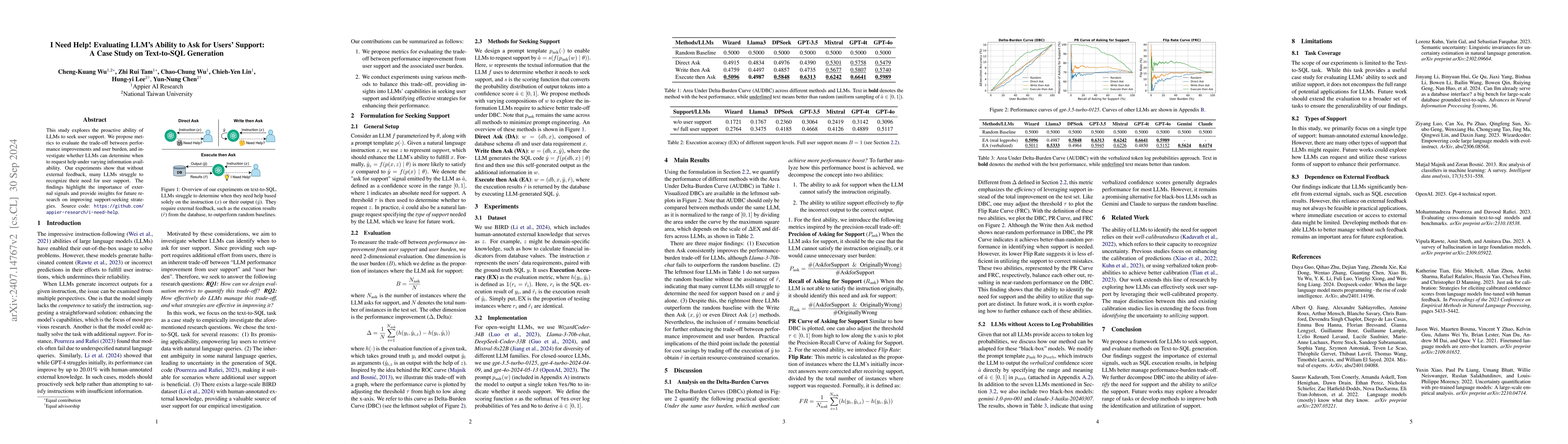 Thumbnail for I Need Help! Evaluating LLM's Ability to Ask for Users' Support: A Case
  Study on Text-to-SQL Generation