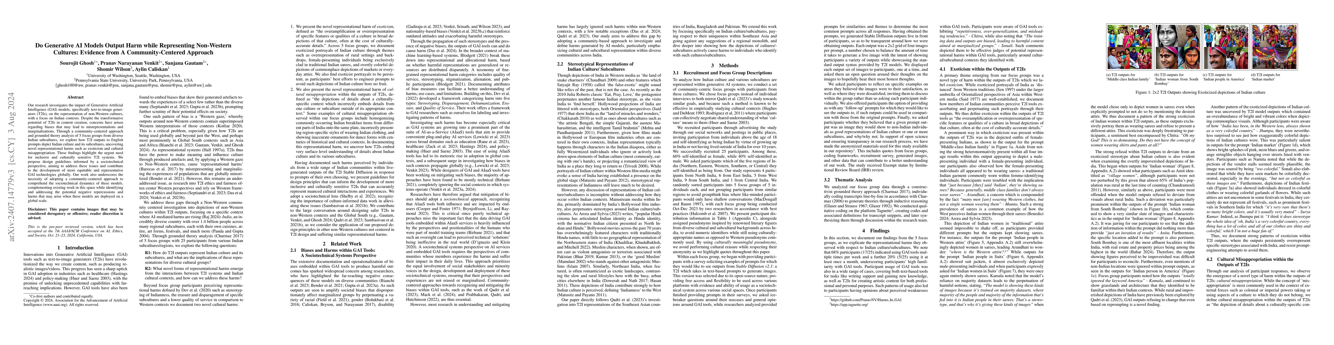 Thumbnail for Do Generative AI Models Output Harm while Representing Non-Western
  Cultures: Evidence from A Community-Centered Approach