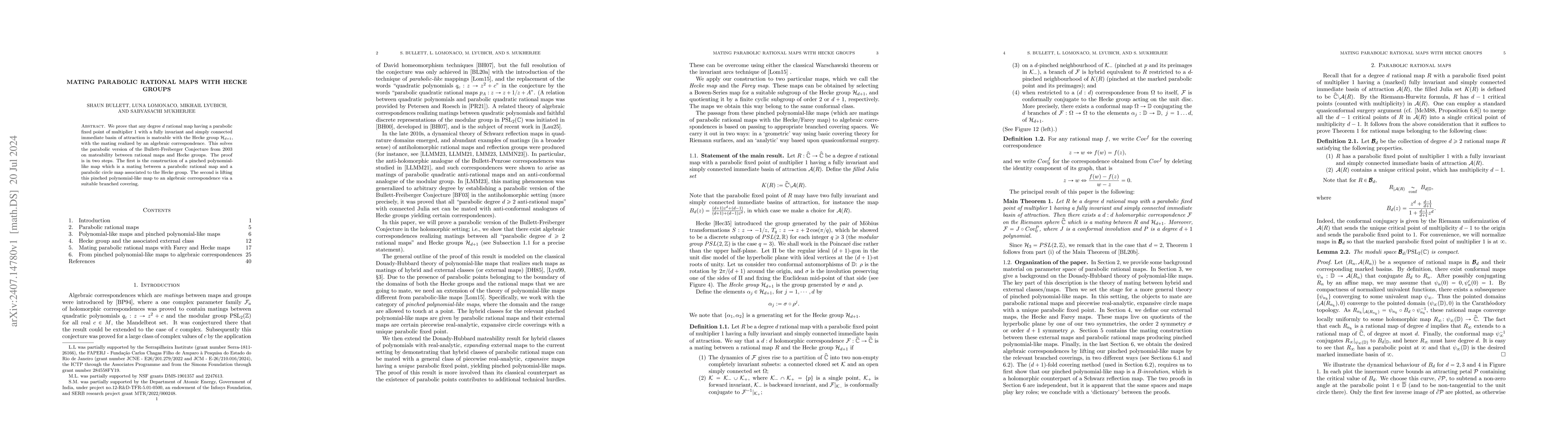 Thumbnail for Mating parabolic rational maps with Hecke groups