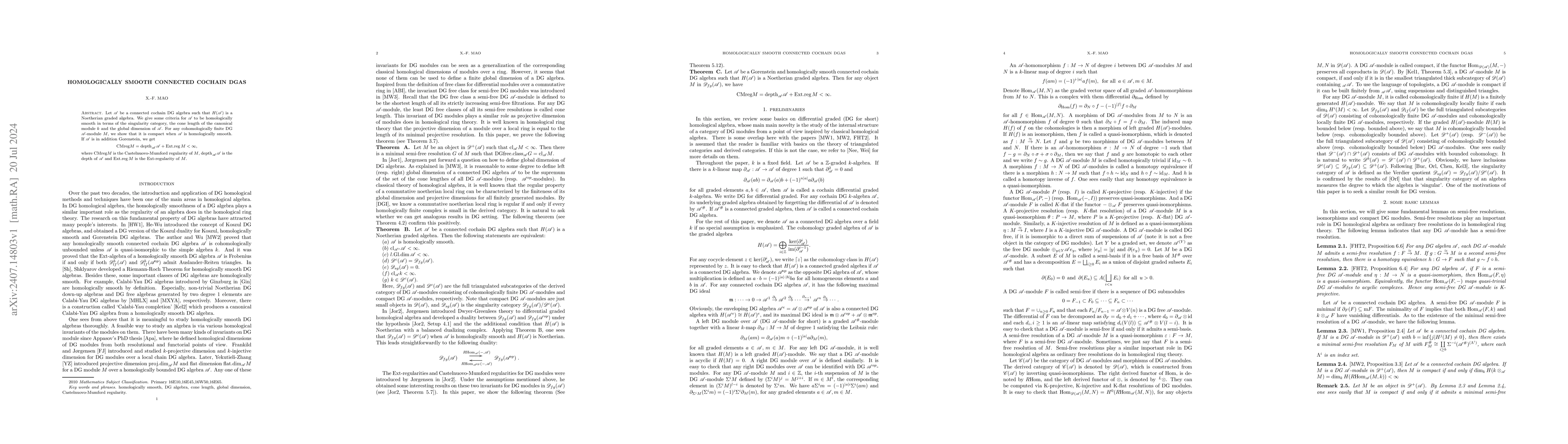 Thumbnail for Homologically smooth connected cochain DGAs
