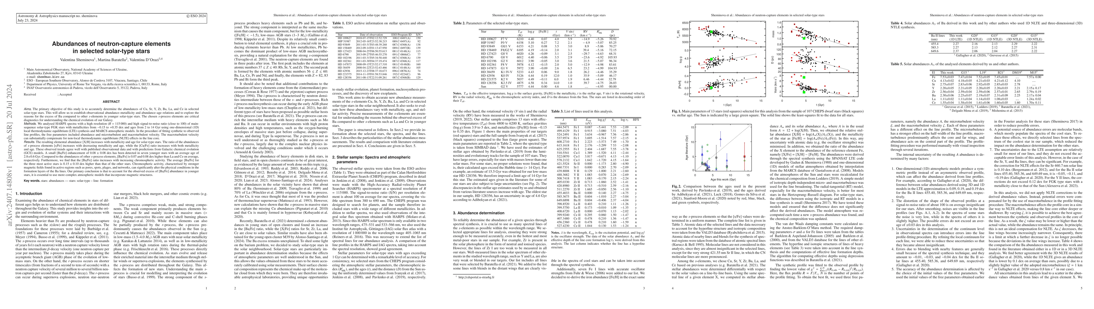Thumbnail for Abundances of neutron-capture elements in selected solar-type stars