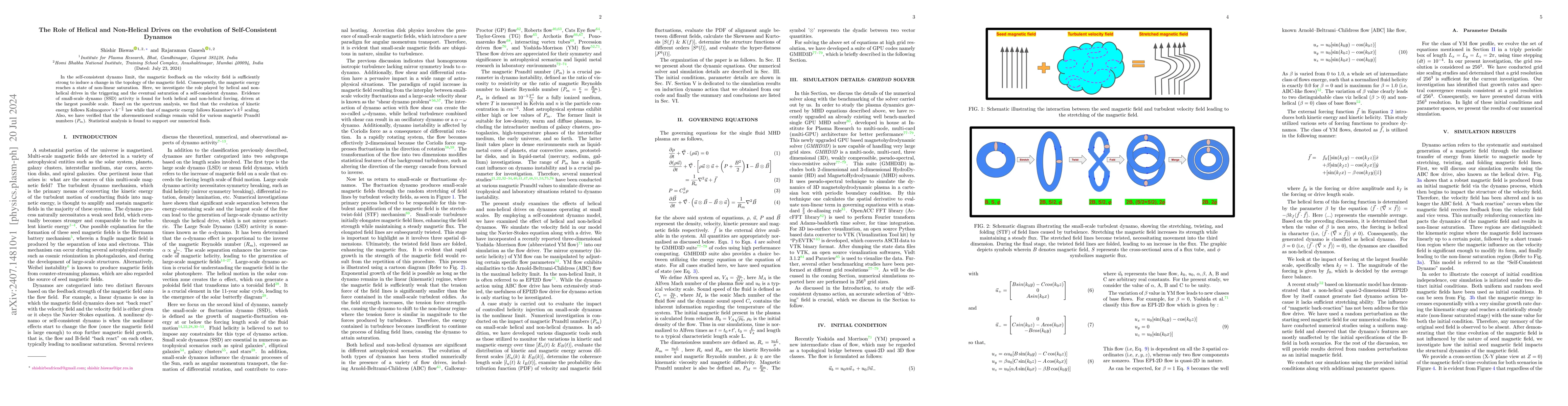 Thumbnail for The Role of Helical and Non-Helical Drives on the evolution of
  Self-Consistent Dynamos