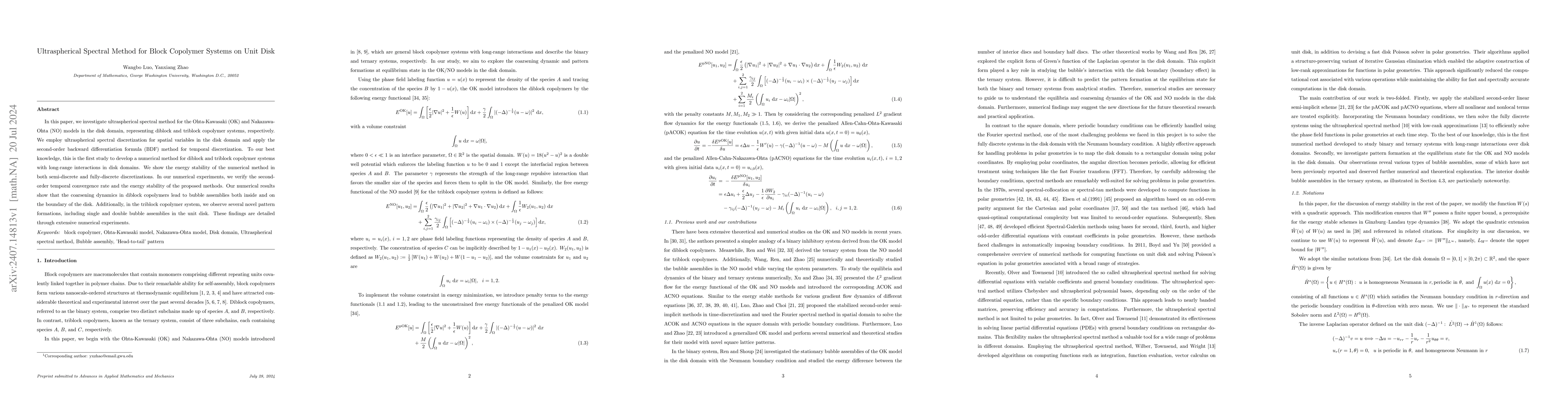 Thumbnail for Ultraspherical Spectral Method for Block Copolymer Systems on Unit Disk