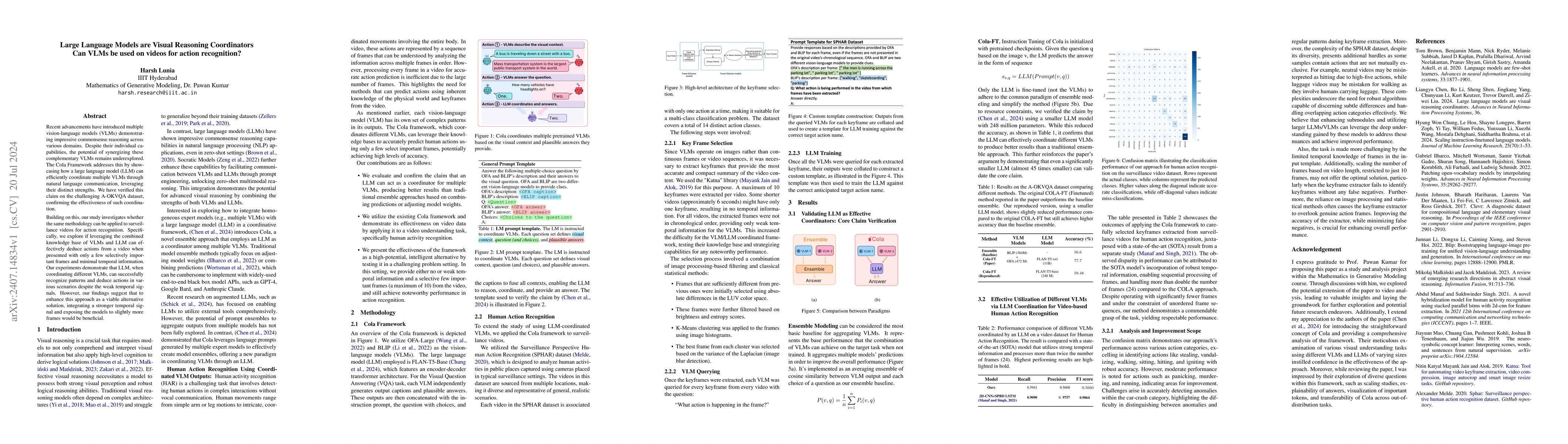 Thumbnail for Can VLMs be used on videos for action recognition? LLMs are Visual
  Reasoning Coordinators