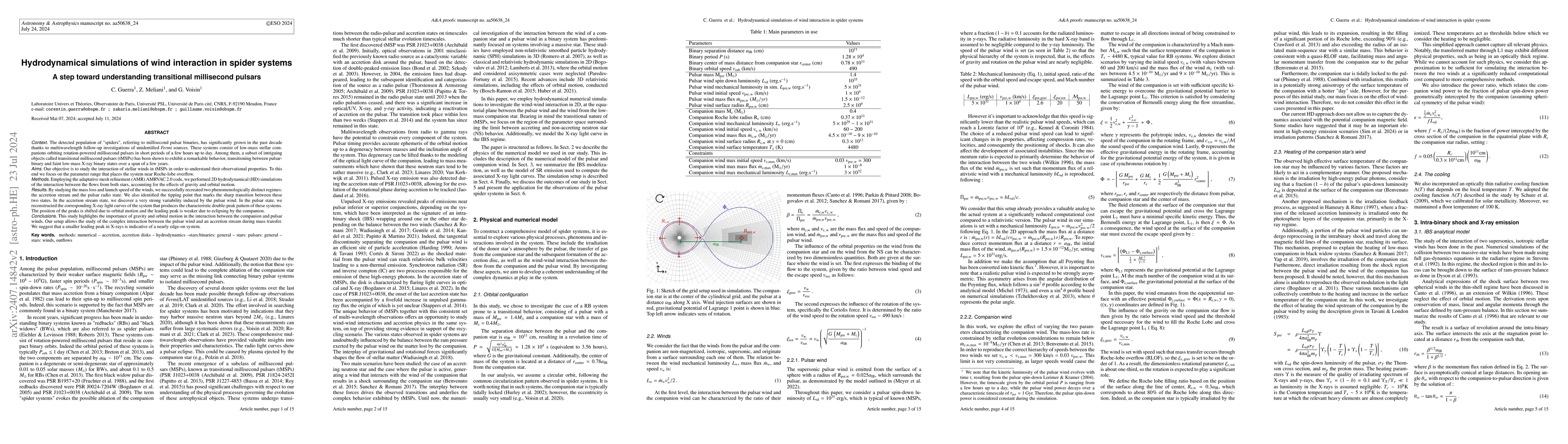 Thumbnail for Hydrodynamical simulations of wind interaction in spider systems : A
  step toward understanding transitional millisecond pulsars