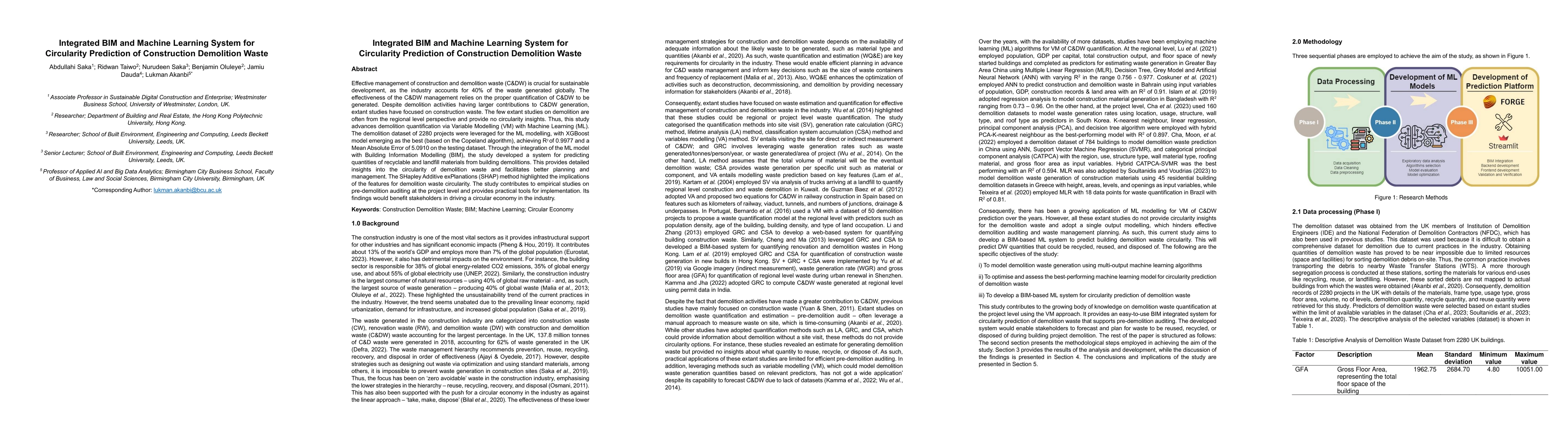 Thumbnail for Integrated BIM and Machine Learning System for Circularity Prediction of
  Construction Demolition Waste