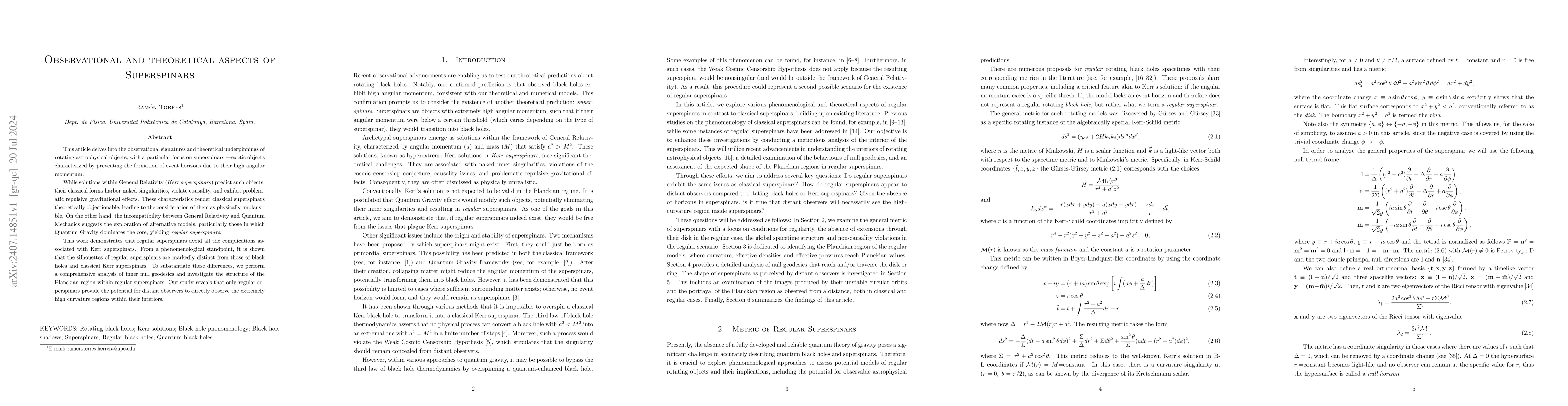 Thumbnail for Observational and theoretical aspects of Superspinars
