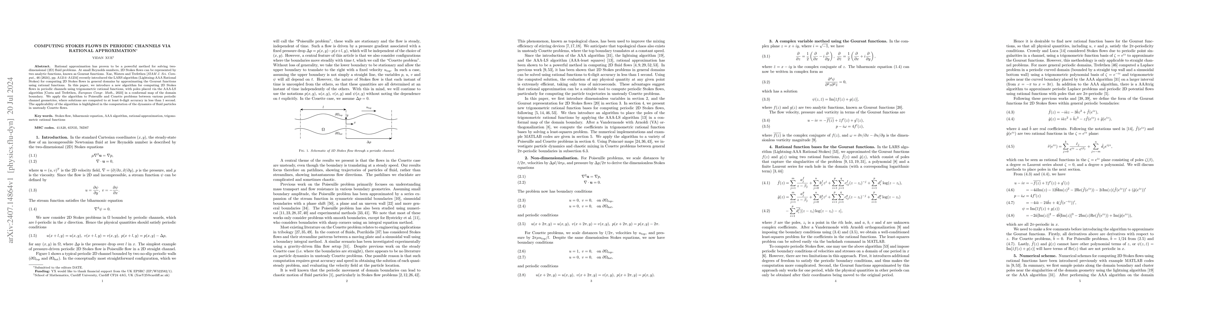 Thumbnail for Computing Stokes flows in periodic channels via rational approximation