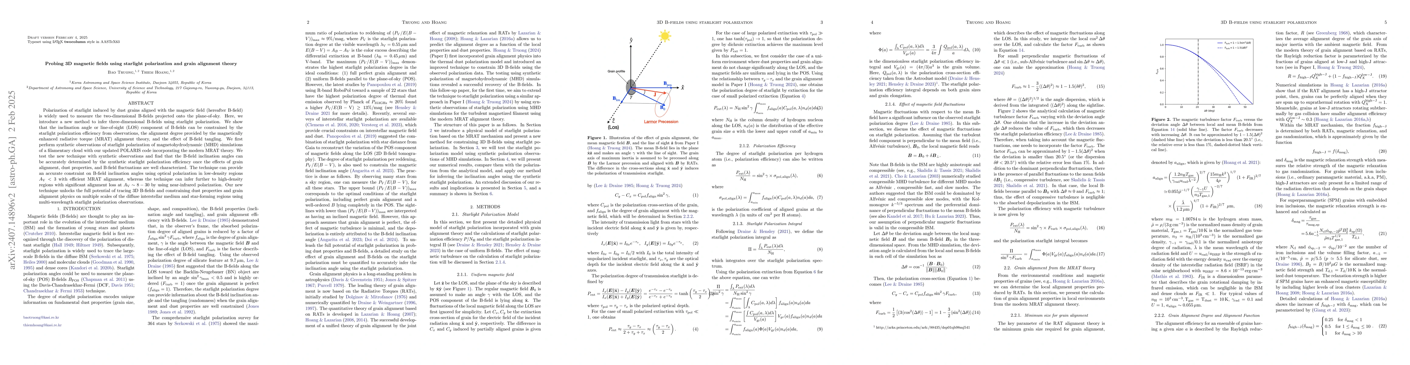 Thumbnail for Probing 3D magnetic fields using starlight polarization and grain
  alignment theory
