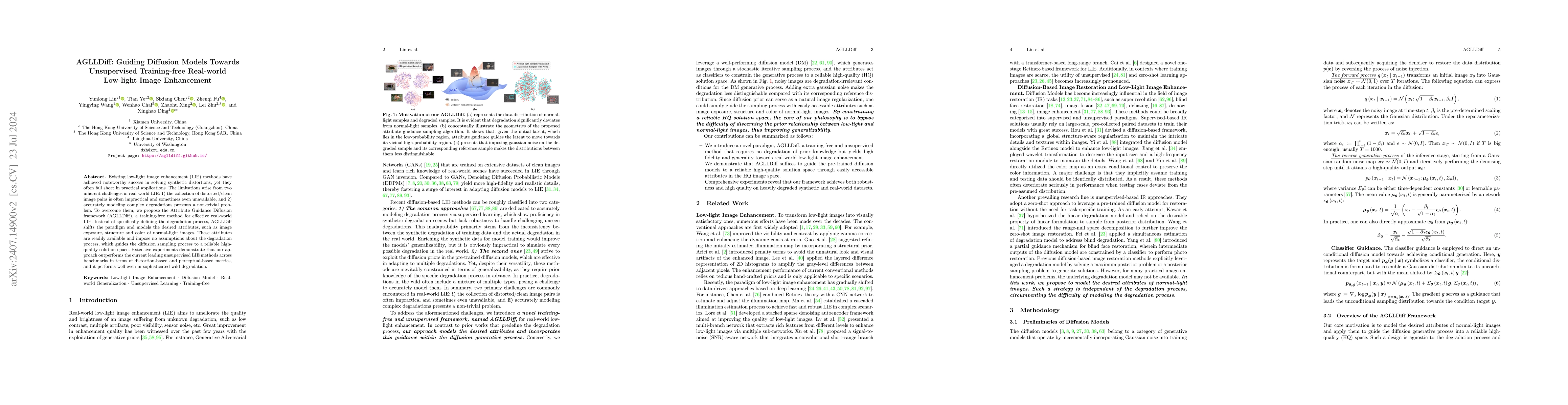Thumbnail for AGLLDiff: Guiding Diffusion Models Towards Unsupervised Training-free
  Real-world Low-light Image Enhancement