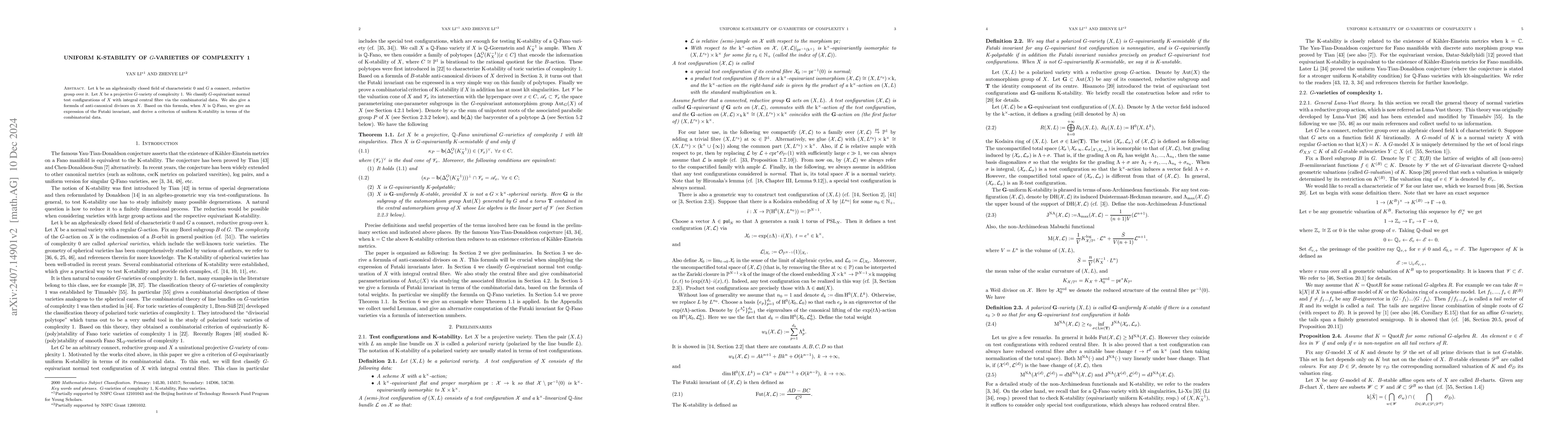 Thumbnail for Uniform K-stability of $G$-varieties of complexity 1
