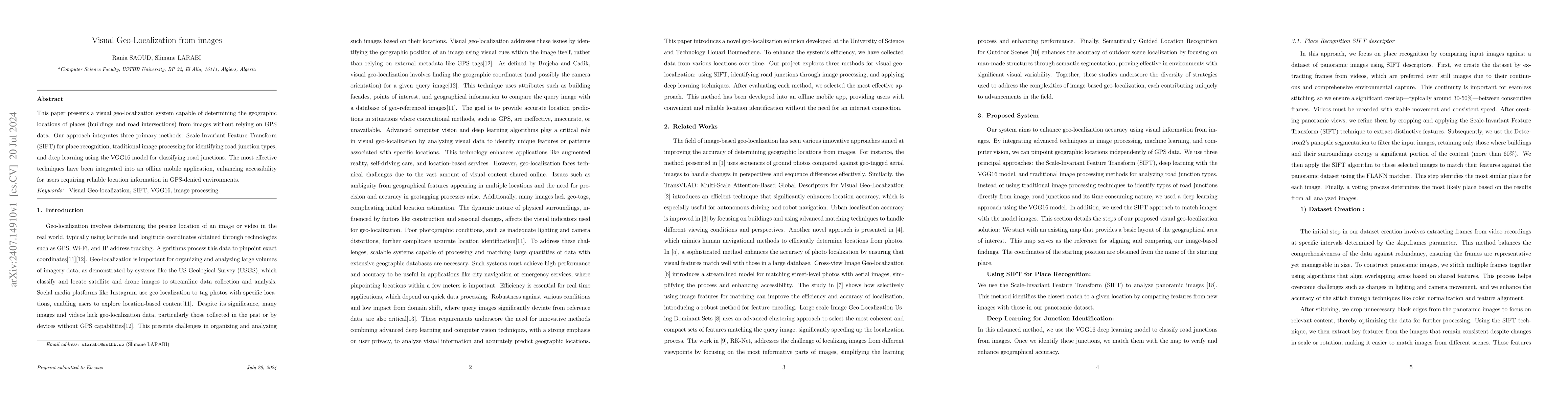Thumbnail for Visual Geo-Localization from images