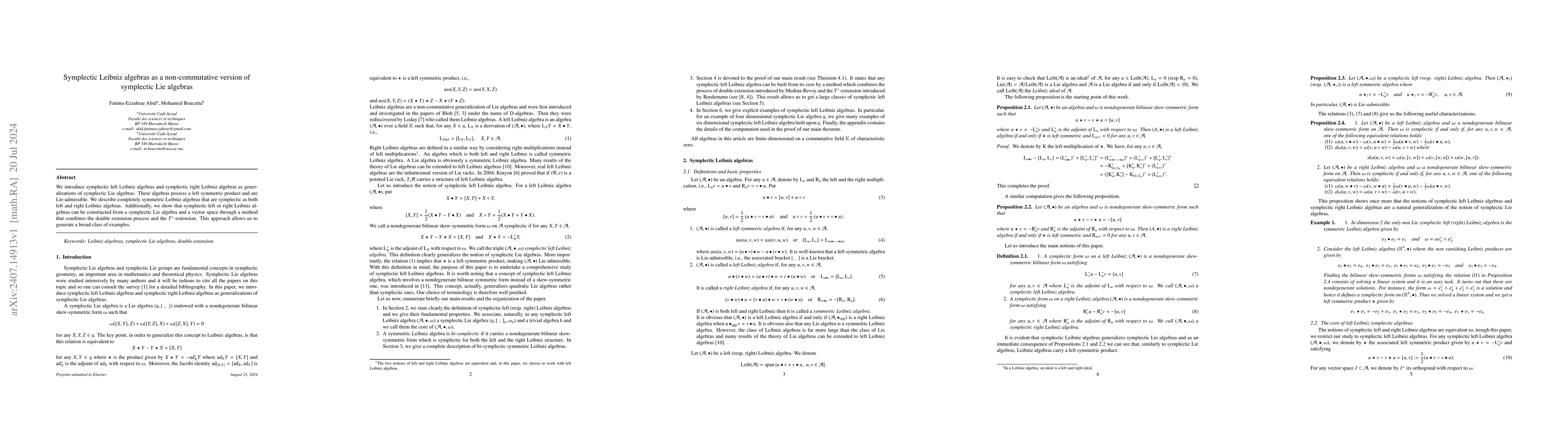 Thumbnail for Symplectic Leibniz algebras as a non-commutative version of symplectic
  Lie algebras