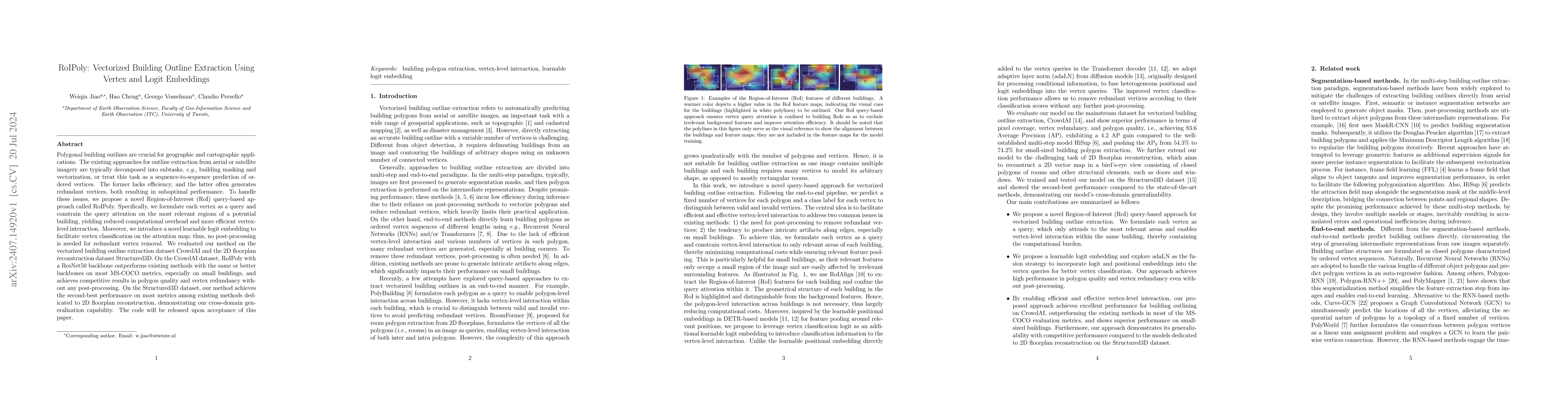 Thumbnail for RoIPoly: Vectorized Building Outline Extraction Using Vertex and Logit
  Embeddings