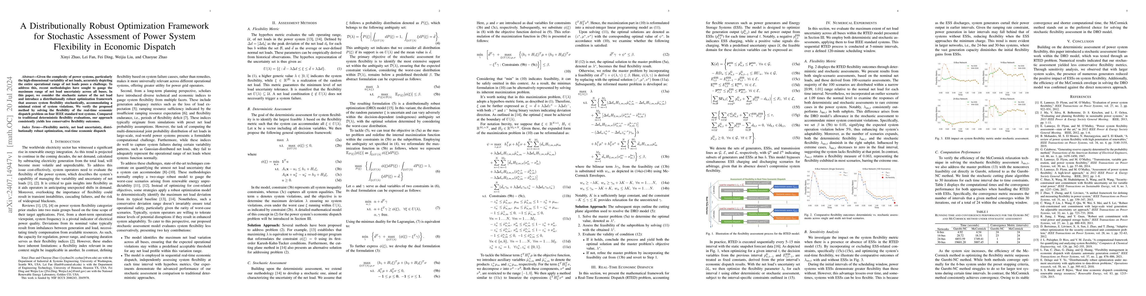 Thumbnail for A Distributionally Robust Optimization Framework for Stochastic
  Assessment of Power System Flexibility in Economic Dispatch