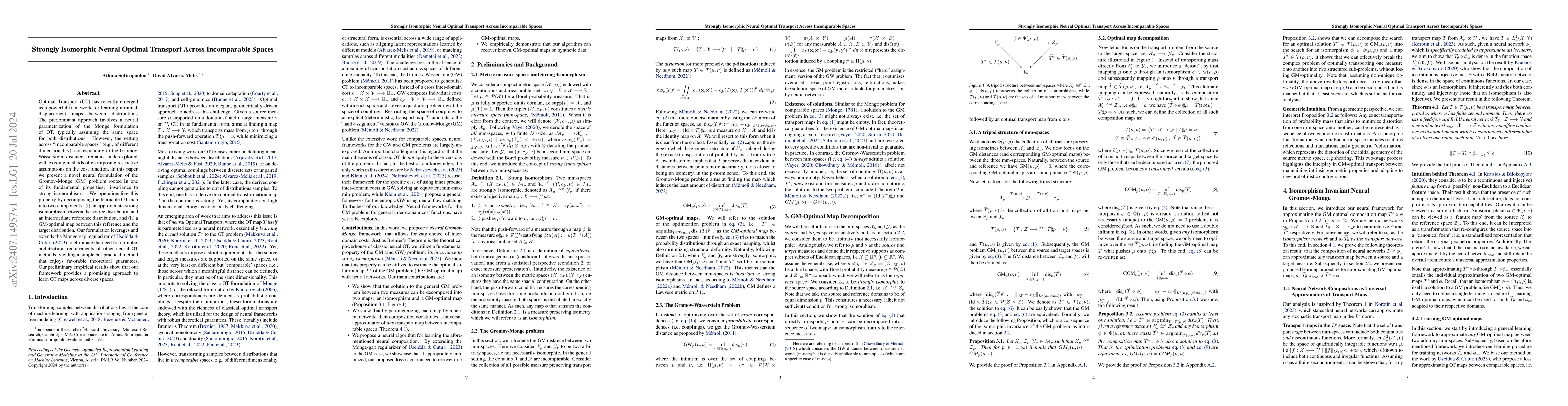Thumbnail for Strongly Isomorphic Neural Optimal Transport Across Incomparable Spaces