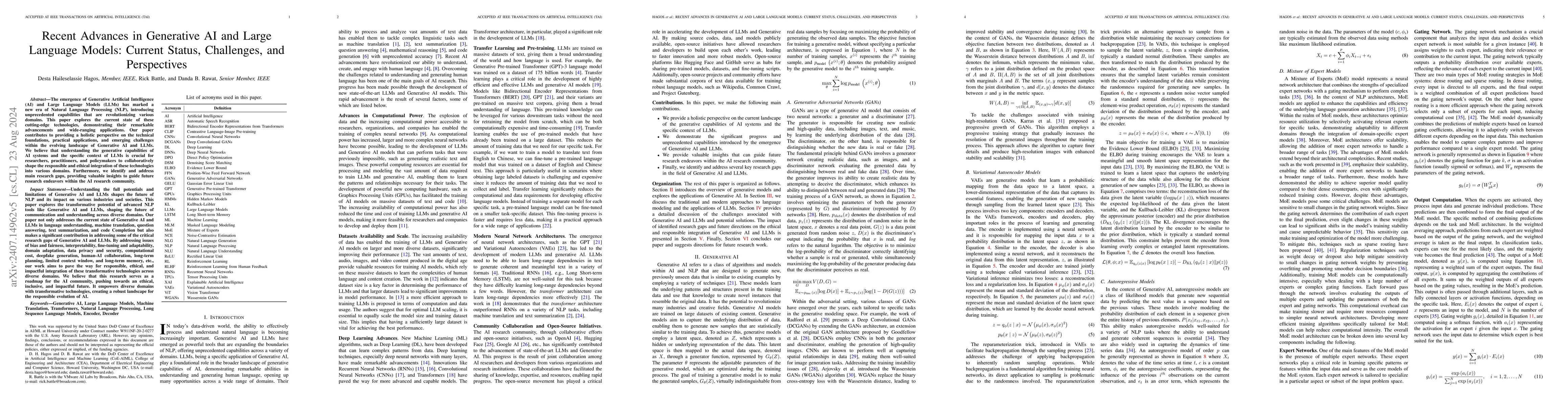 Thumbnail for Recent Advances in Generative AI and Large Language Models: Current
  Status, Challenges, and Perspectives