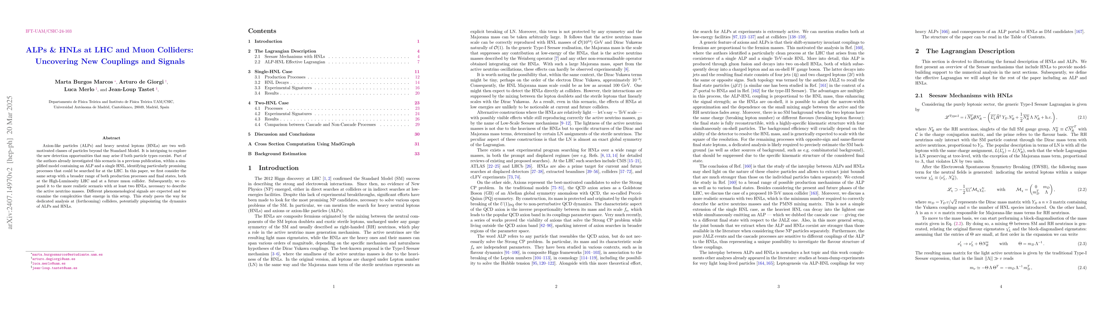 Thumbnail for ALPs and HNLs at LHC and Muon Colliders: Uncovering New Couplings and
  Signals