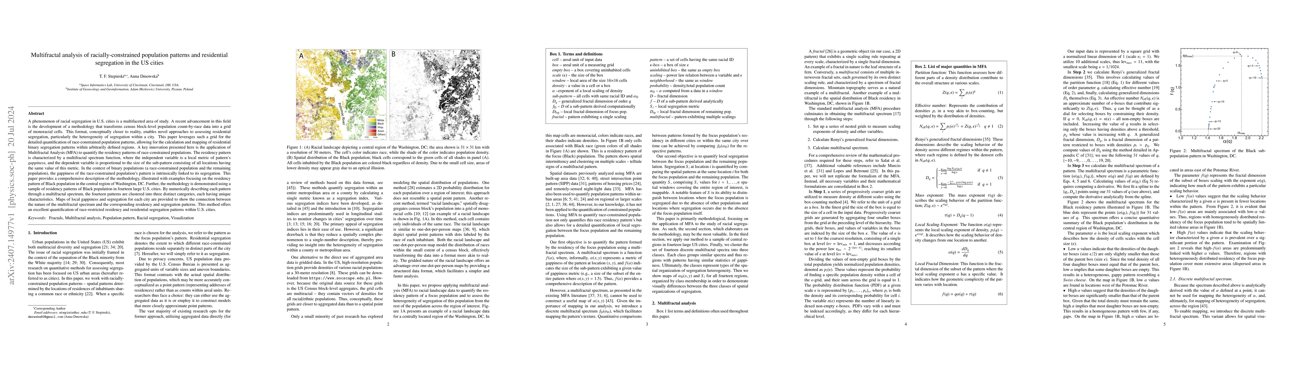 Thumbnail for Multifractal analysis of racially-constrained population patterns and
  residential segregation in the US cities