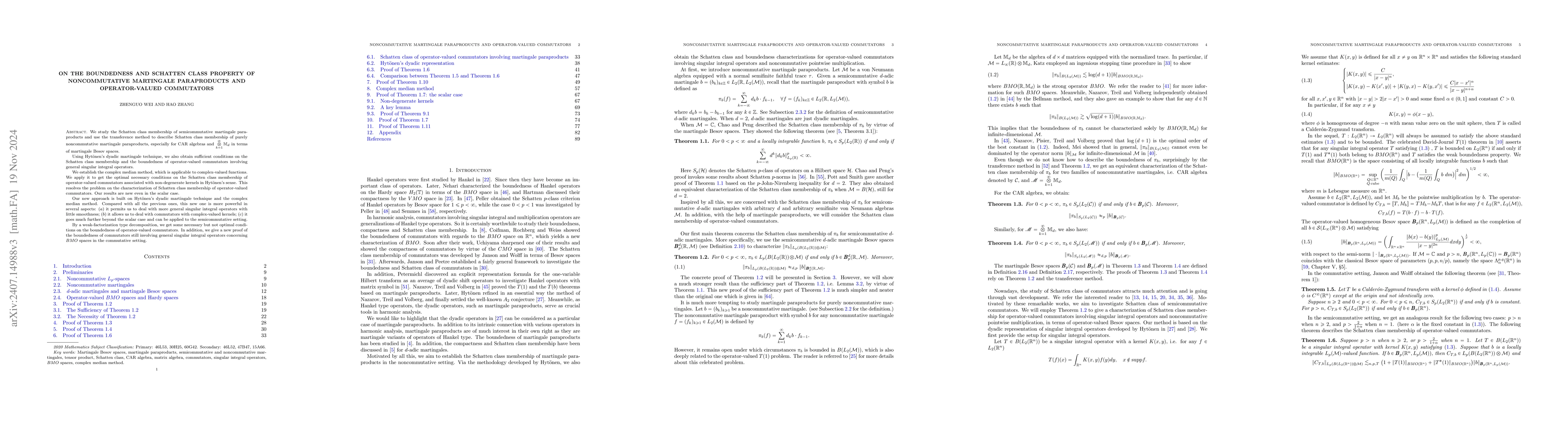 Thumbnail for On the boundedness and Schatten class property of noncommutative
  martingale paraproducts and operator-valued commutators