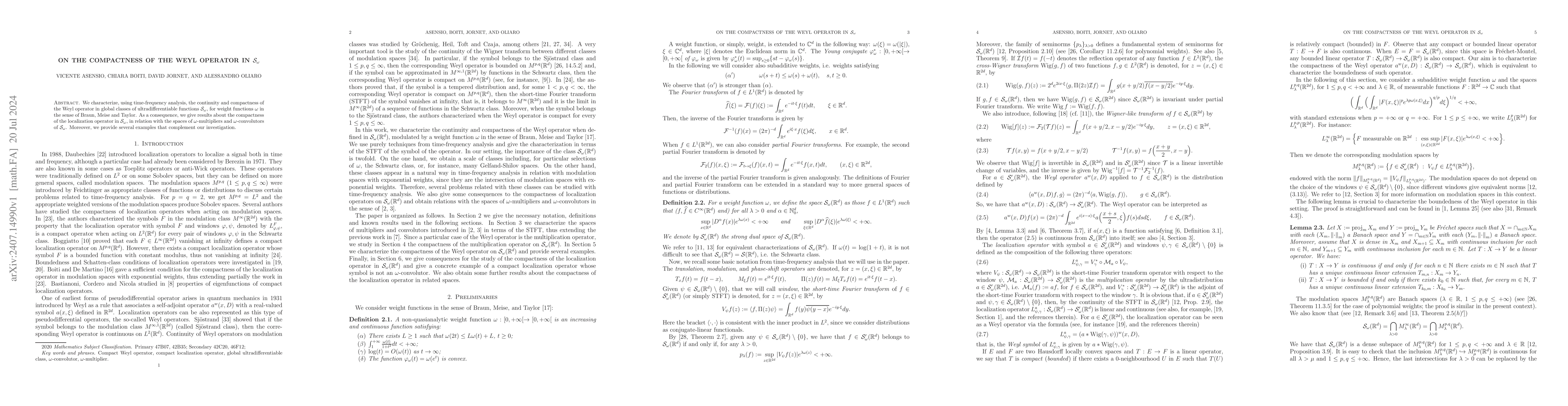 Thumbnail for On the compactness of the Weyl operator in $\mathcal{S}_ω$