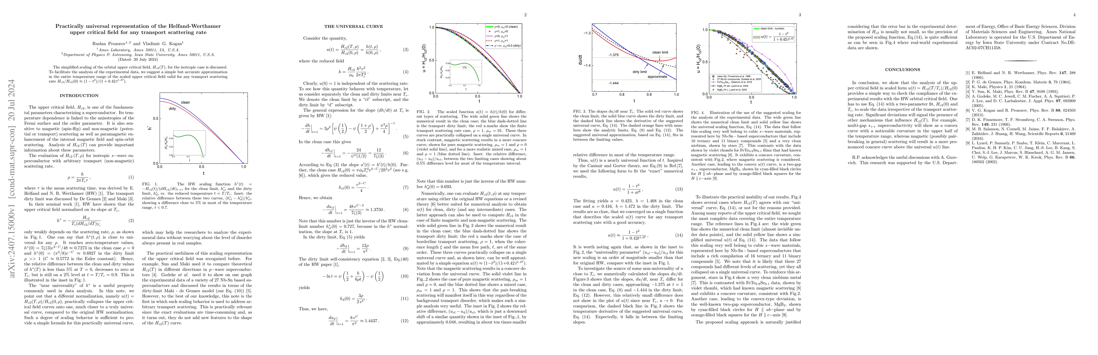 Thumbnail for Practically universal representation of the Helfand-Werthamer upper
  critical field for any transport scattering rate