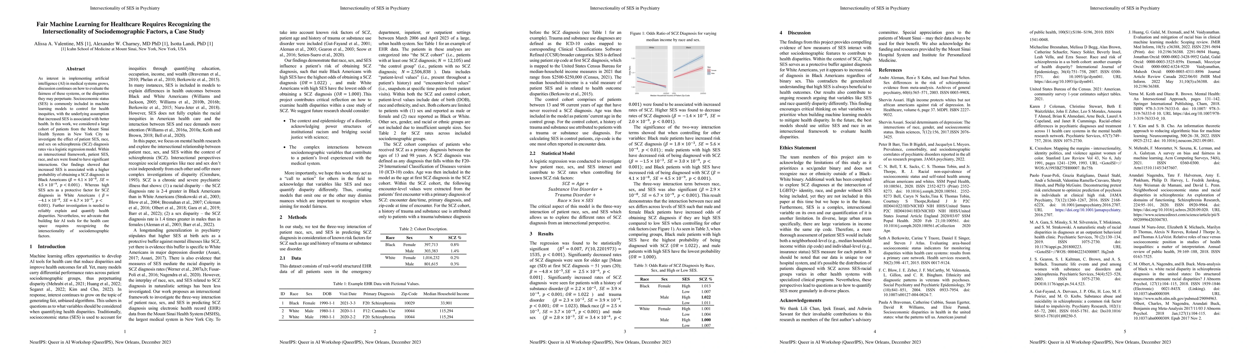 Thumbnail for Fair Machine Learning for Healthcare Requires Recognizing the
  Intersectionality of Sociodemographic Factors, a Case Study