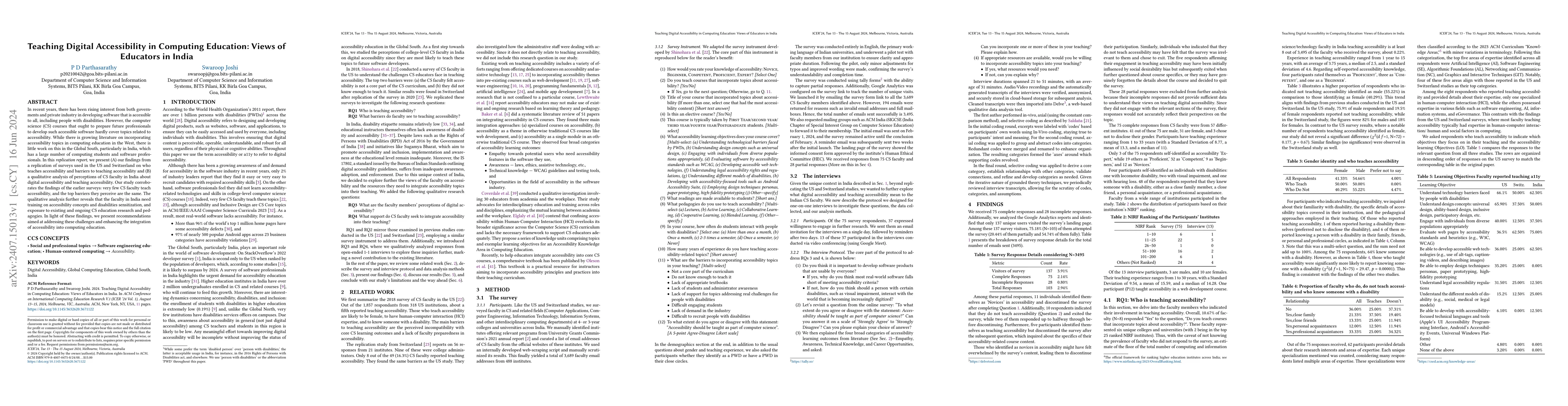 Thumbnail for Teaching Digital Accessibility in Computing Education: Views of
  Educators in India