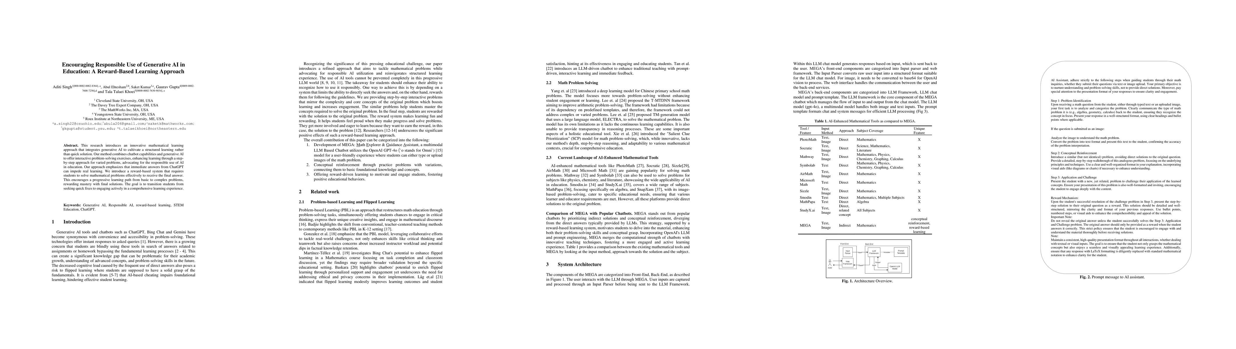 Thumbnail for Encouraging Responsible Use of Generative AI in Education: A
  Reward-Based Learning Approach