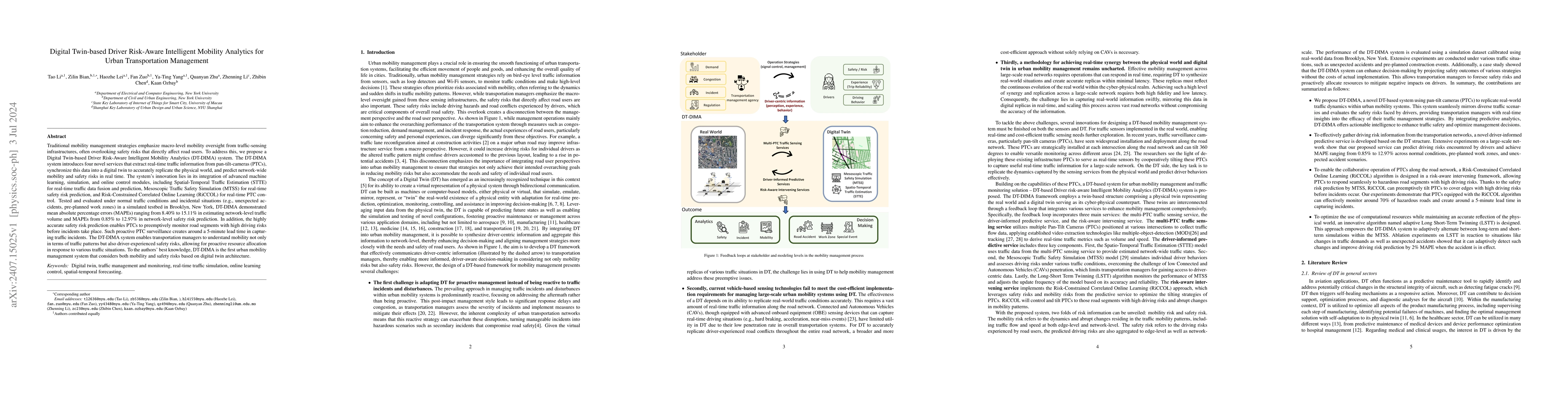 Thumbnail for Digital Twin-based Driver Risk-Aware Intelligent Mobility Analytics for
  Urban Transportation Management