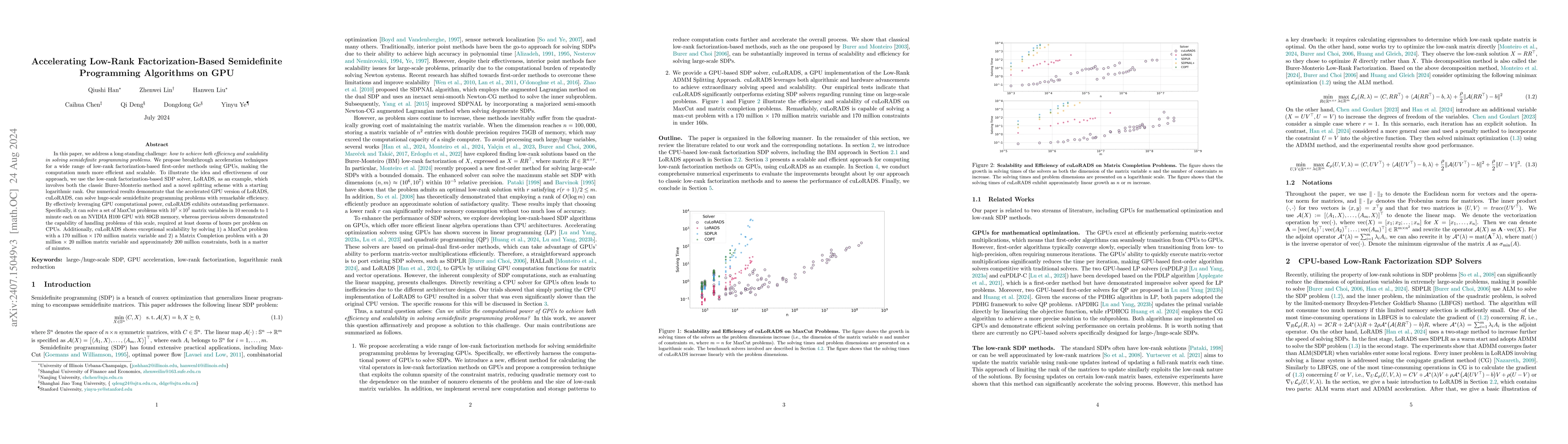 Thumbnail for Accelerating Low-Rank Factorization-Based Semidefinite Programming
  Algorithms on GPU