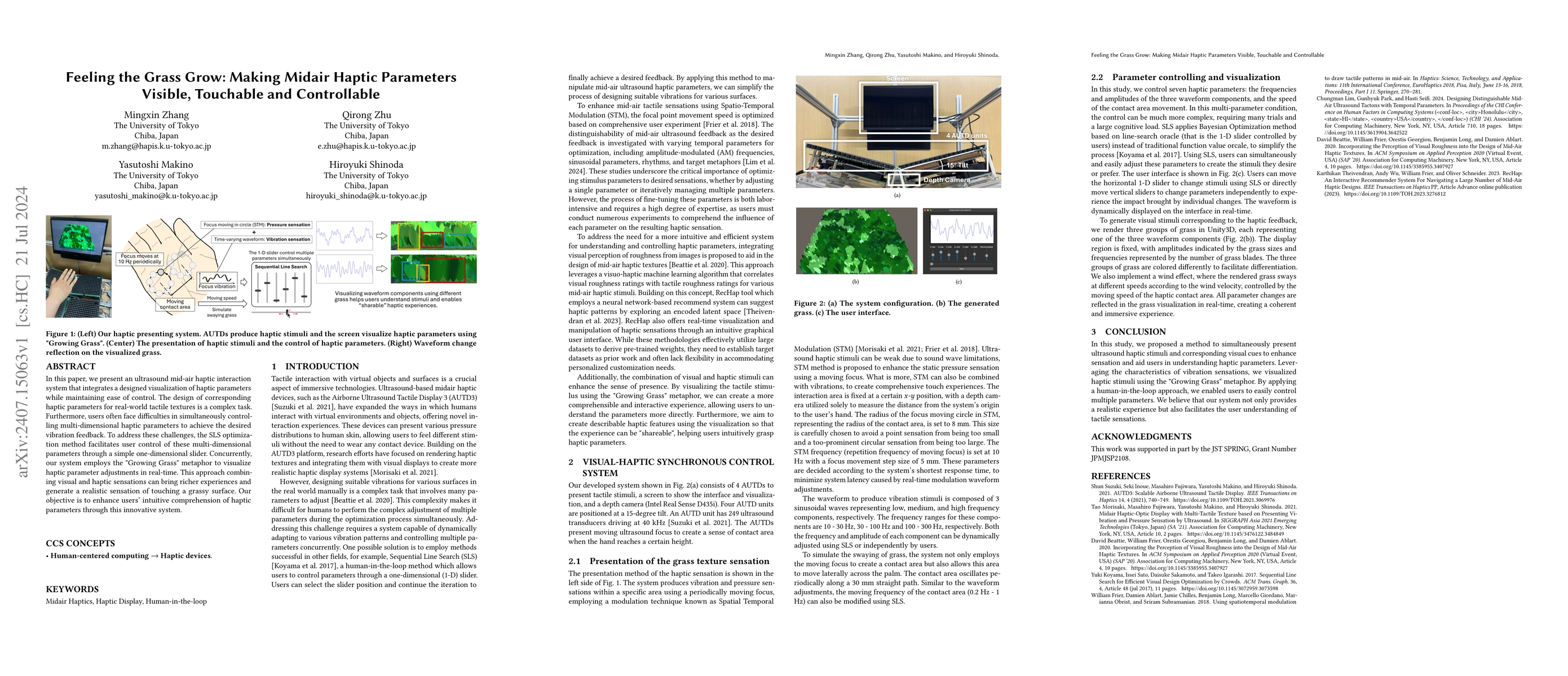 Thumbnail for Feeling the Grass Grow: Making Midair Haptic Parameters Visible,
  Touchable and Controllable