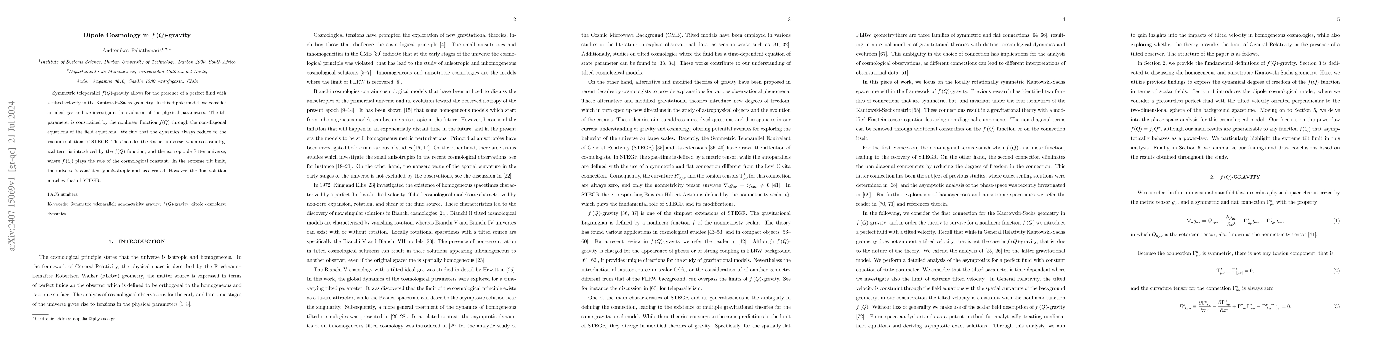 Thumbnail for Dipole Cosmology in $f(Q)$-gravity