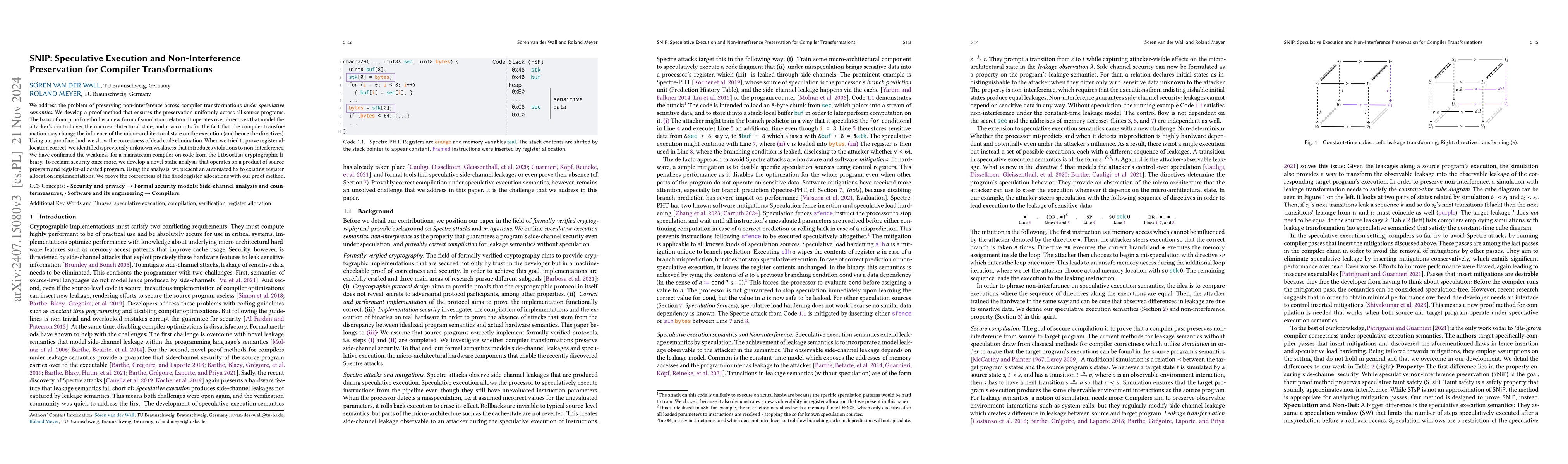 Thumbnail for SNIP: Speculative Execution and Non-Interference Preservation for
  Compiler Transformations