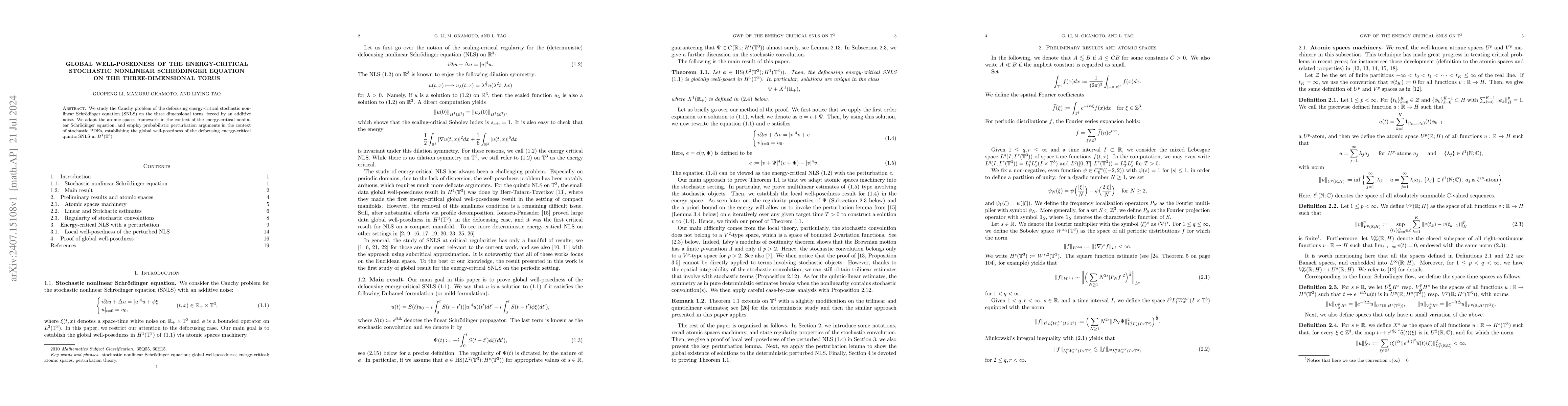 Thumbnail for Global well-posedness of the energy-critical stochastic nonlinear
  Schrödinger equation on the three-dimensional torus