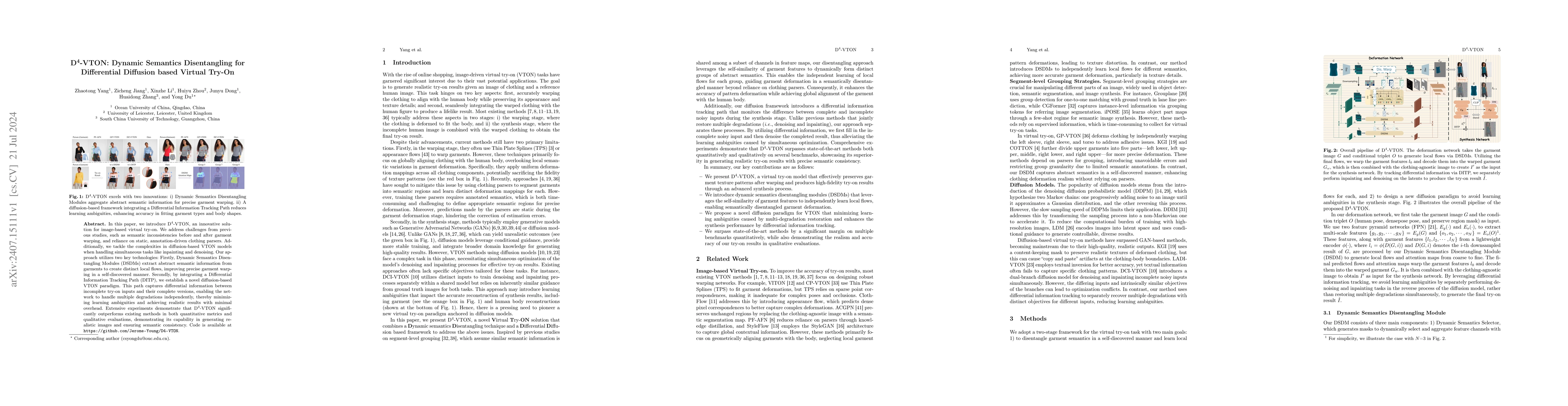 Thumbnail for D$^4$-VTON: Dynamic Semantics Disentangling for Differential Diffusion
  based Virtual Try-On
