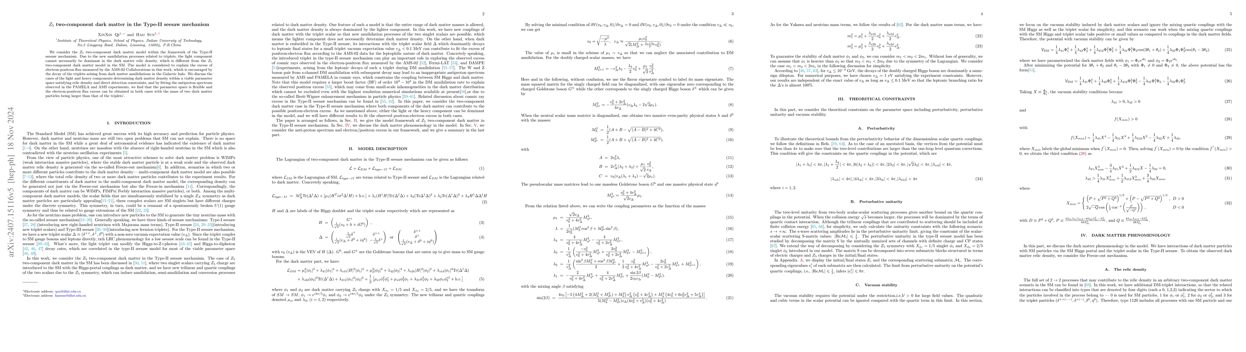Thumbnail for Z_5 two-component dark matter in the Type-II seesaw mechanism