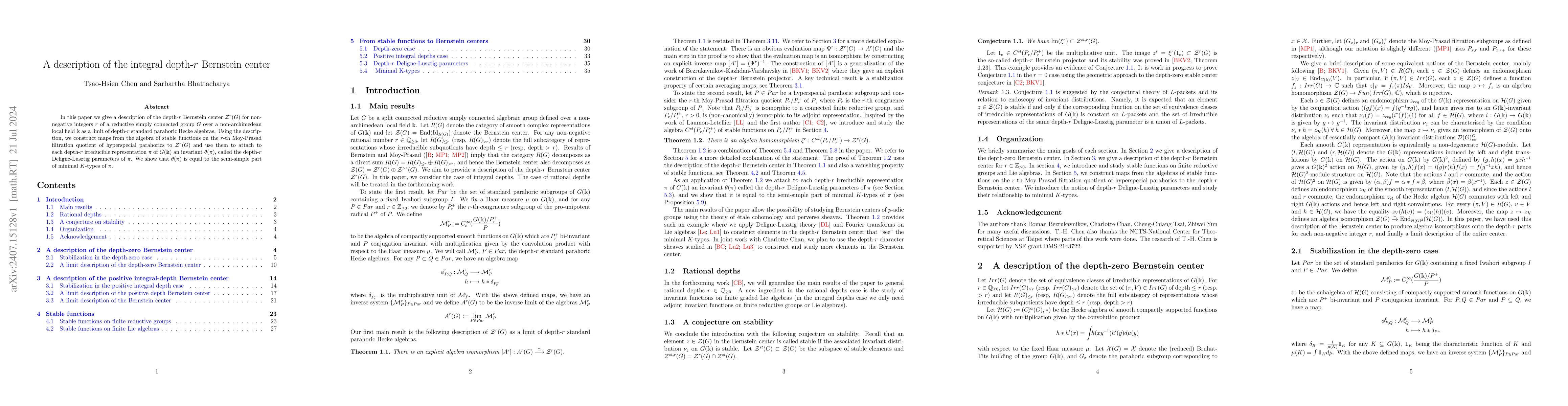 Thumbnail for A description of the integral depth-$r$ Bernstein center