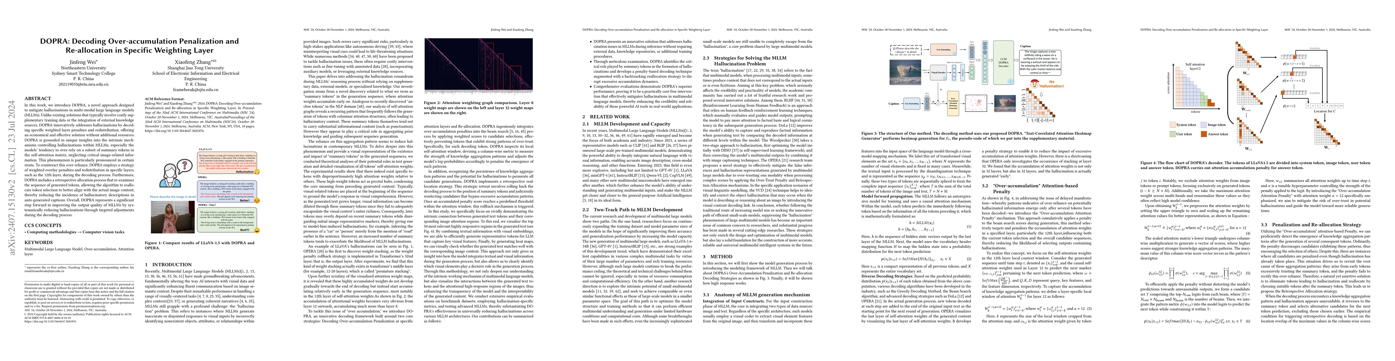 Thumbnail for DOPRA: Decoding Over-accumulation Penalization and Re-allocation in
  Specific Weighting Layer