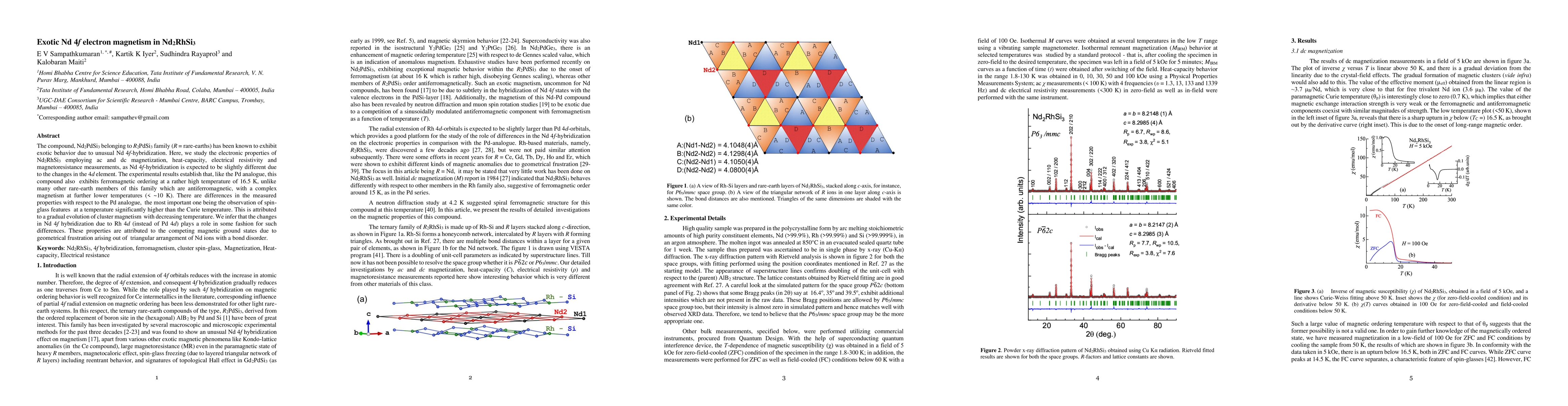Thumbnail for Exotic Nd 4f electron magnetism in Nd2RhSi3