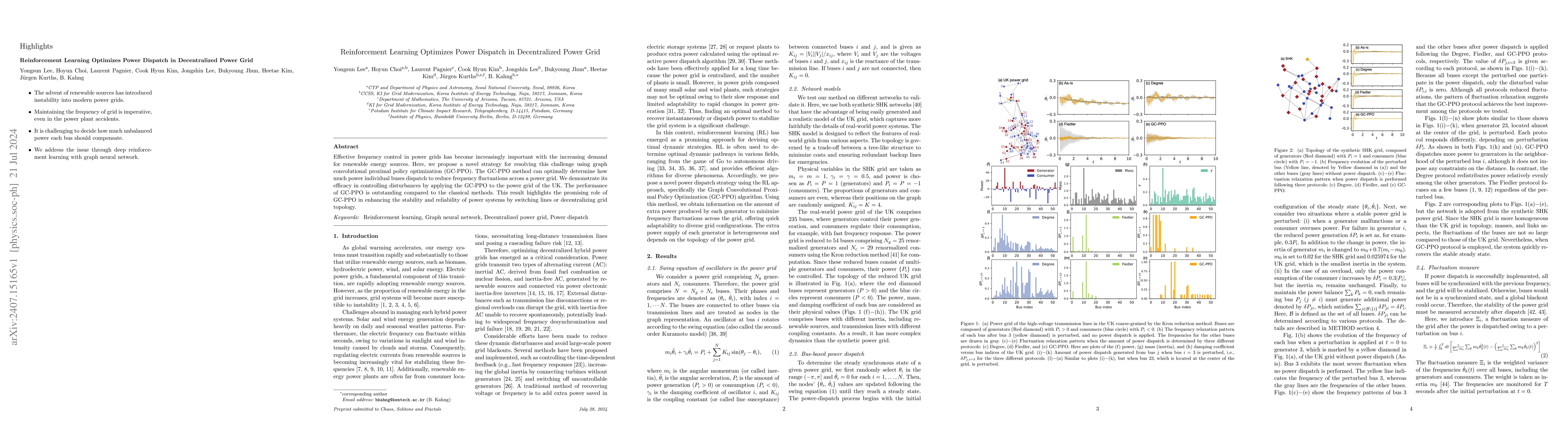 Thumbnail for Reinforcement Learning Optimizes Power Dispatch in Decentralized Power
  Grid